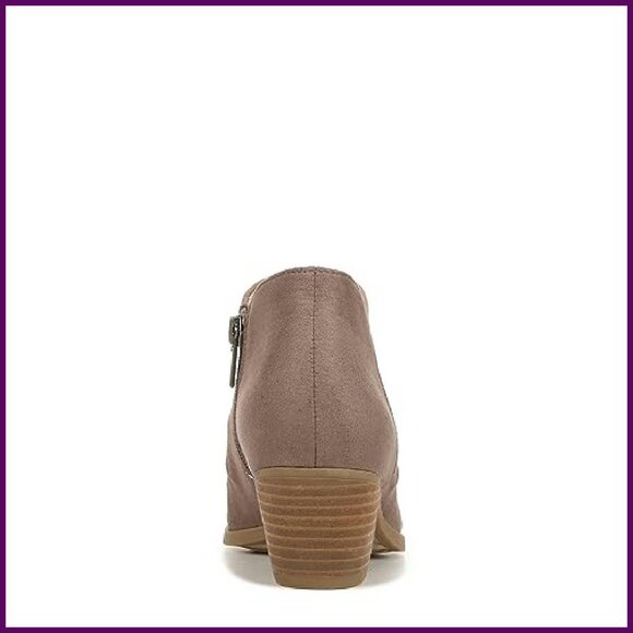 Women's Microsuede Ankle Boots with Zipper, Stacked Heel, Recycled Materials - Picture 7 of 8